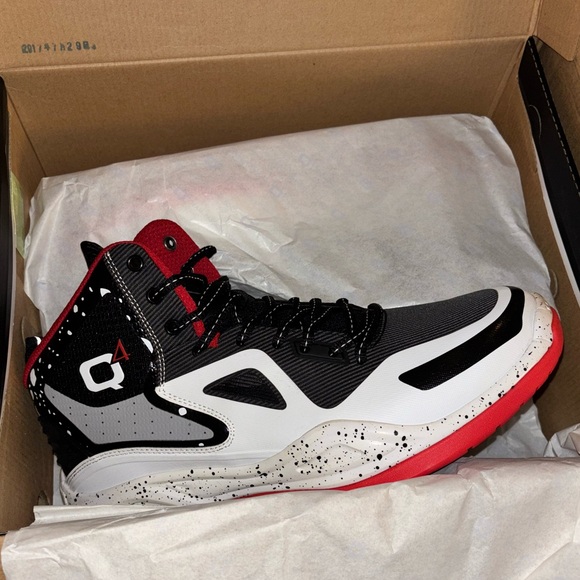 NIB Q4 Basketball NFORCER BRIGHT WHITE RED High-Top Sneakers - Picture 2 of 5